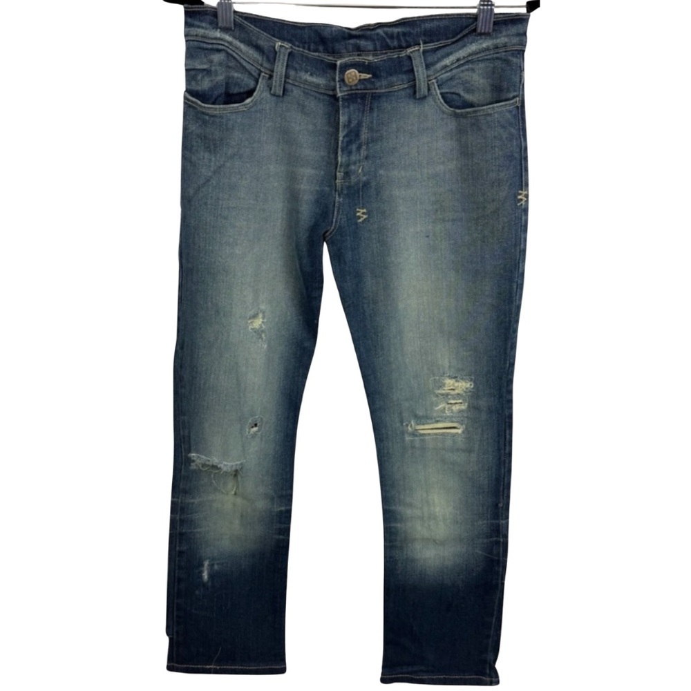 Ksubi 30” Distressed Slim Fit Jeans – Medium Wash Blue Denim